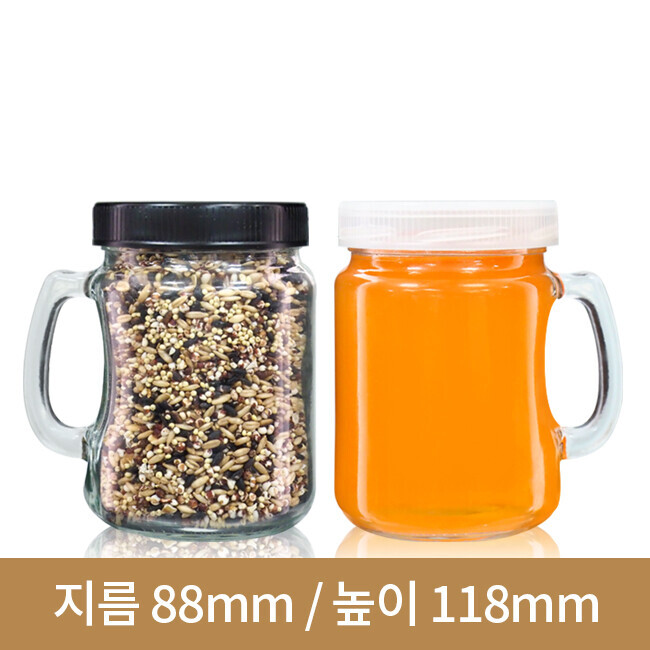 유리병 수제청병  손잡이 소(A) 500ml 82파이 플라스틱마개 20개