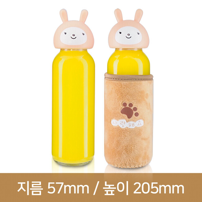 사랑해요 토끼 유리보틀 300ml 살구(A) 1개