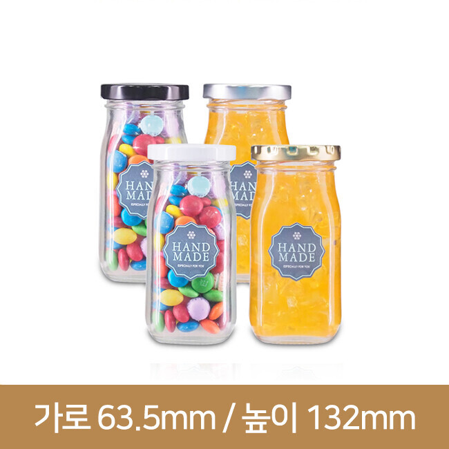 [철마개]사각밀크유리병300ml 53파이 (A) 60개