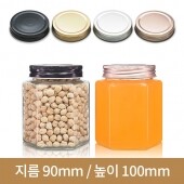 (스크류철캡)유리병 잼병 신형육각 380g(A) 70파이 72개