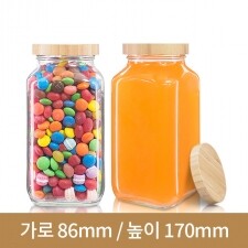 (대나무 우드마개)유리병 잼병 고흥사각1kg(A) 20본 70파이(박스상품)