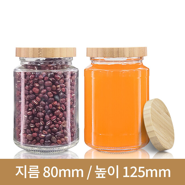 (대나무 우드마개)유리병 과일청병 과립490g(A) 70파이 40개