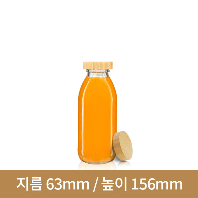 (대나무 우드마개)유리병 우유병 밀크티유리병300ml(A)38파이 48본/딸기우유병