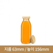 (대나무 우드마개)유리병 우유병 밀크티유리병300ml(A)38파이 48본/딸기우유병(박스상품)