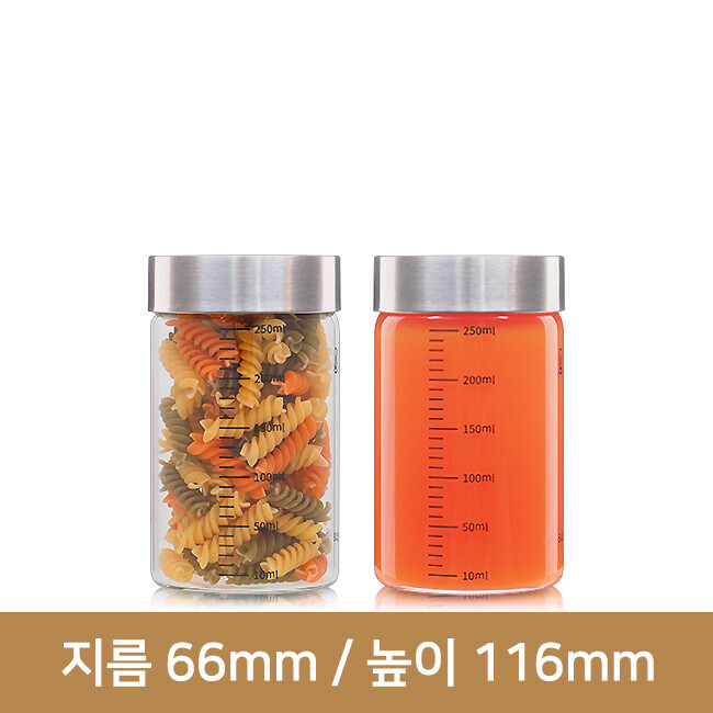 내열 눈금 스무디 유리병 250ml (A-W) 4개