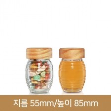 유리병 꿀병 [수공예나무캡]벌꿀100ml 162개(40파이)(박스상품)