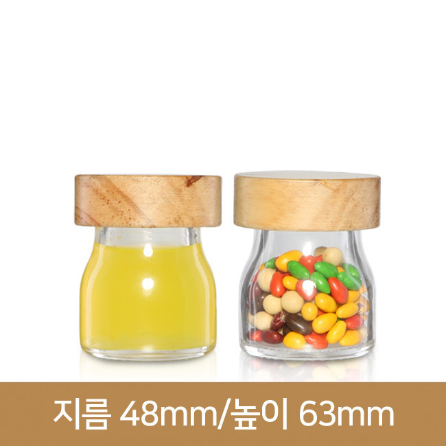 유리병 수공예나무캡_미니원형50g(A) 40파이# 224개