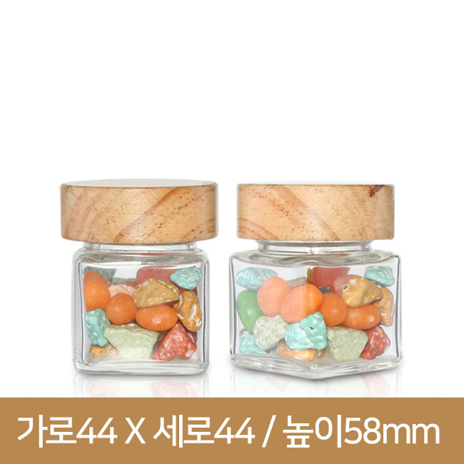 유리병 수공예나무캡_미니사각55g(A) 40파이 189개