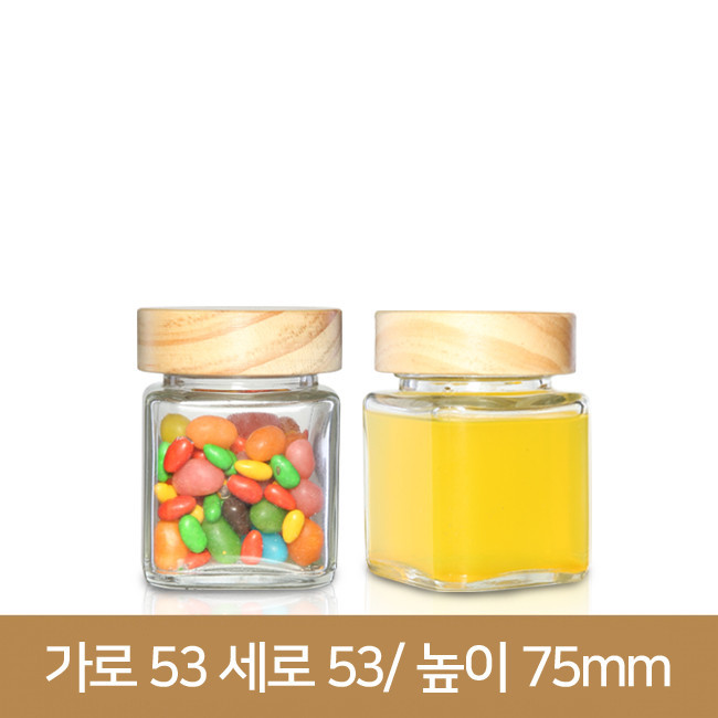 유리병 수공예나무캡_미니사각 러그100ml(A)46파이# 105개