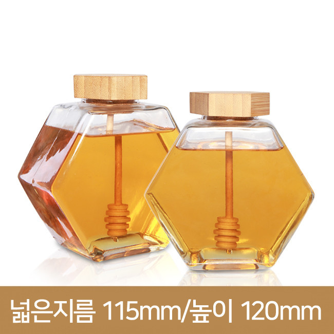 유리병 꿀병 기프트육각나무꿀병 380ml(A-W)