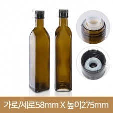 유리병 사각 올리브 500ml 엔틱갈색(k) 35개(박스상품)