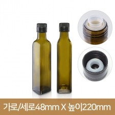유리병 사각올리브 250ml 엔틱갈색(k) 40개(박스상품)