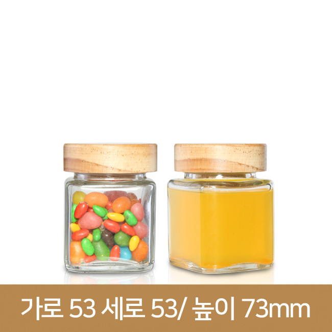 유리병 눌러서닫는나무콜크마개_미니사각 러그100ml(A)46파이# 105개