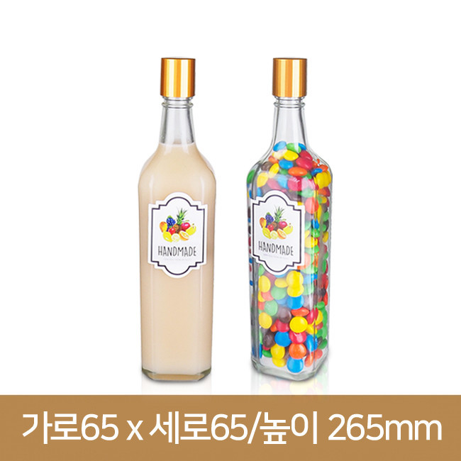 유리병 신사각 500ml 스탬빙 골드마개 (K) 30개