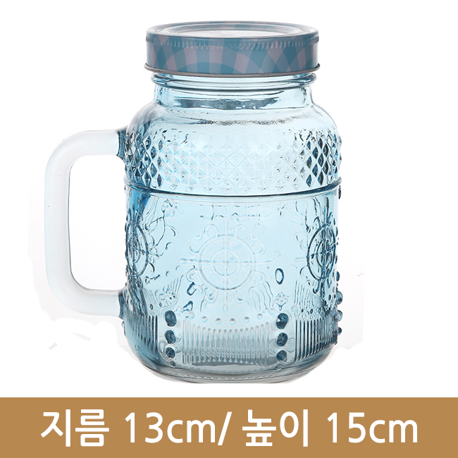 유리병 블루 컬러드링크자 580ml(A) 24개